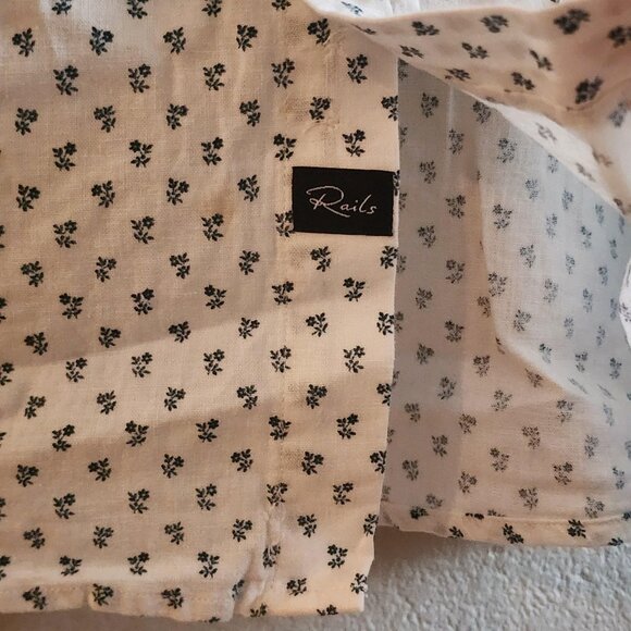 Rails Shirt Mens XL Carson Bleu Fleurs Linen Blend Short Sleeve Floral - Picture 4 of 11